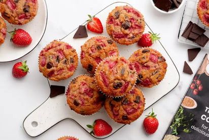 Keto Strawberry, Almond and Chocolate Muffins